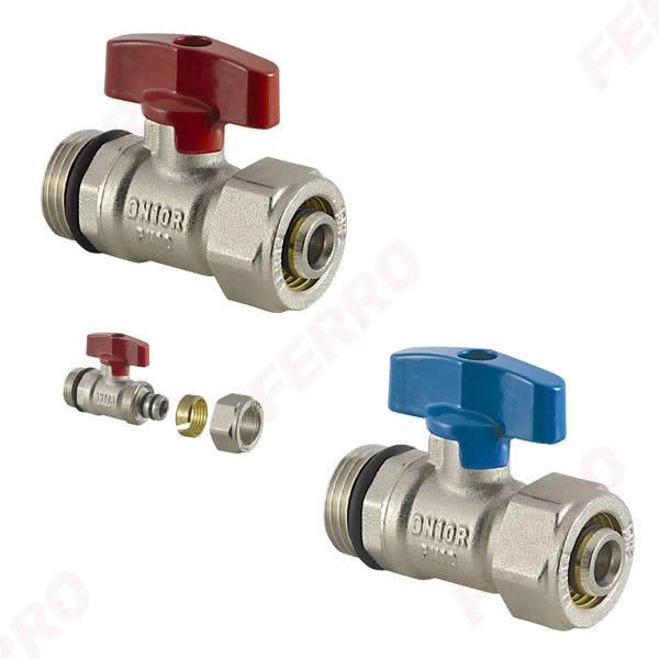 Zawór kulowy wodny 1/2” do rur wielowarstwowych 16x2 mm, z motylkiem