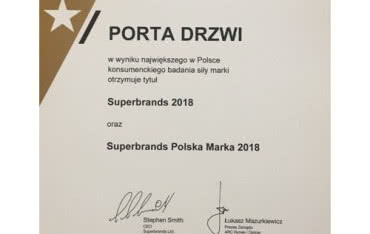 Porta Drzwi z tytułem Superbrands 2018