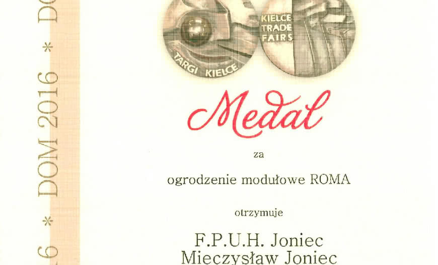 Ogrodzenie firmy JONIEC nagrodzone!
